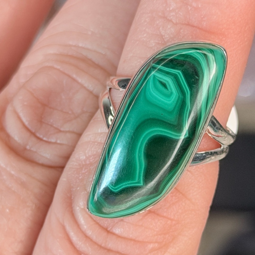 Congo Malachite Ring Solid 925 Sterling Silver Si… - image 3